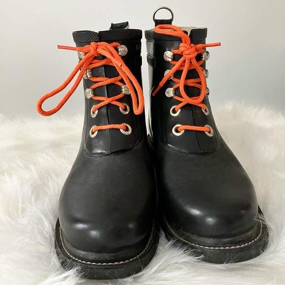Ilse Jacobsen Hornbaek Rub Laced Short Rain Boots Wellington Black - Picture 1 of 3